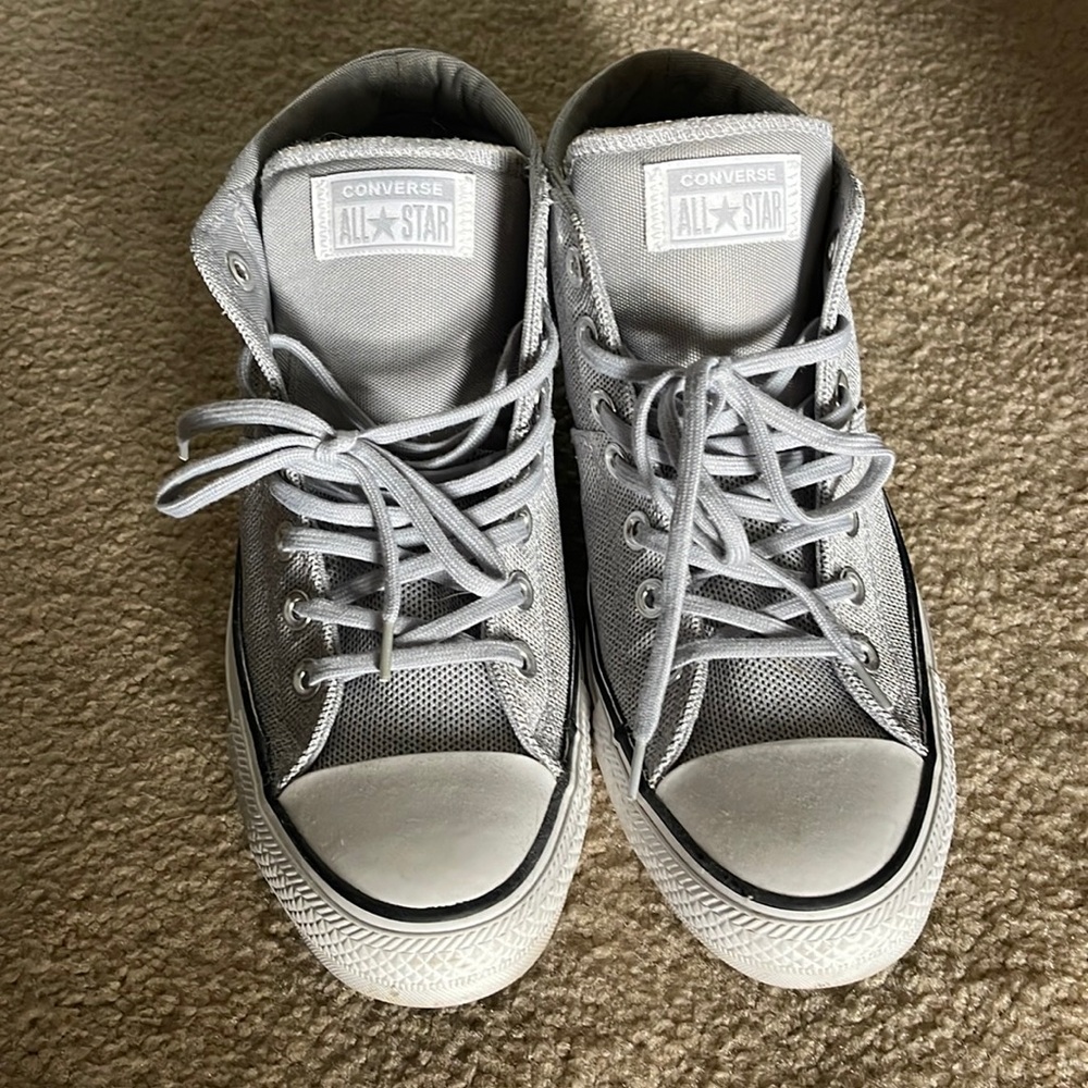 Grey mid top converse